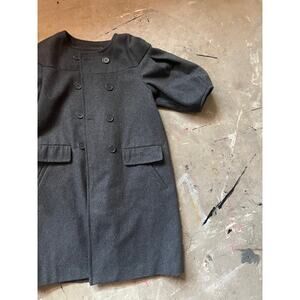 Vintage Coat, 80s 90s, Winter Coat, Wool, Grey, Bishop Puff sleeve